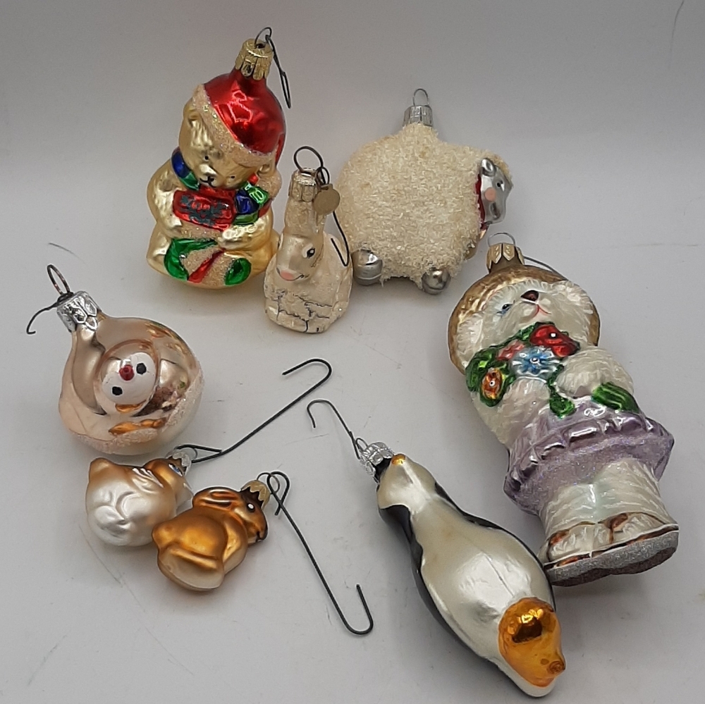 Vintage Glass Animal Ornaments Department 56 Czech Asian Lot 8 Christmas Decor